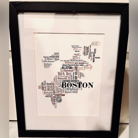 Black Frame, white matting of Boston (wording) - Picture 1 of 1